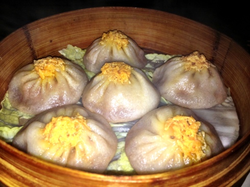 House Famous Pork Buns with minced crab meat from Sensation Neo Shanghai in Williamsburg, Brooklyn. 