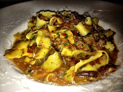 Tagliatelle with oxtail and caramelized onions at Red Gravy in Brooklyn Heights.