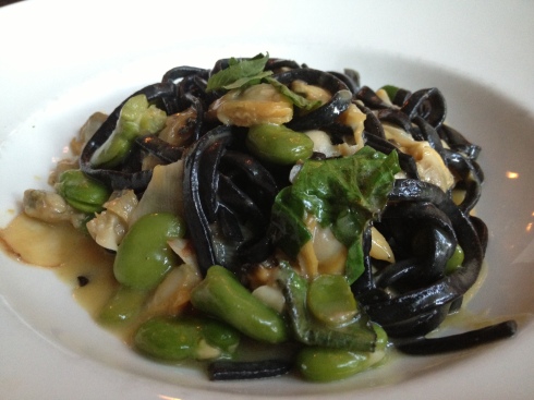 Squid ink linguine and clams at Red Gravy in Brooklyn Heights.