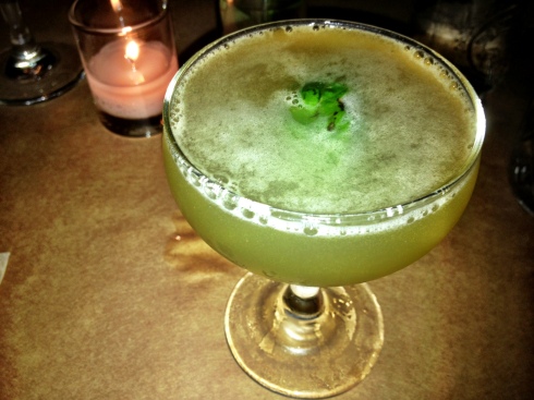 Bourbon, lemon, green chartreuse, basil, and a touch of honey round out this exceptional drink.