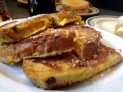 Angelo's bakes its bread in-house every morning, so a good bet is this delicious raisin french toast, which can be deep-fried and smothered with blueberries and strawberries upon request.
