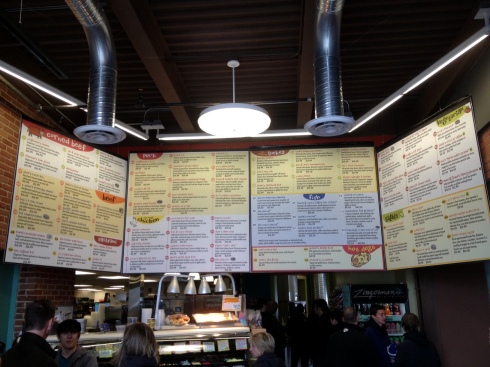 We weren't joking about the menu. It hardly fit in one photo. Take your time (you might have to anyway; the lines here are worse than any Meatpacking club we've been to, but well worth it).