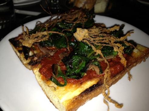 Spanish anchovy and ramp toast at Casa Mono in Irving Place, Manhattan.
